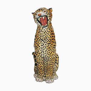 French Terracotta Leopard Decorative Sculpture, 1940s