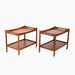 Model AT-45 Teak Trolleys by Hans J. Wegner for Andreas Tuck, 1960s, Set of 2