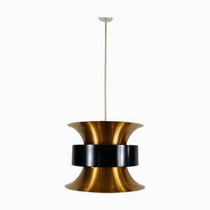 Lámpara colgante danesa de cobre y negro, años 60