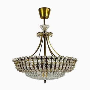 Lampadario in ottone di Rupert Nikoll, anni '60