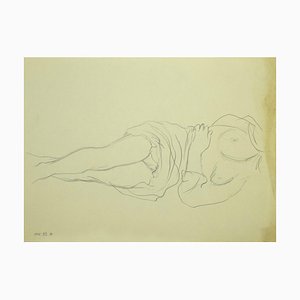 Leone Guida, Nude, Disegno originale a matita, fine XX secolo