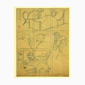 Gabriele Galantara - Maquette pour L'asino, Dessin Original Crayon & Plume, 1900s