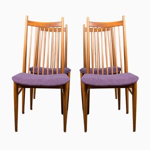 Large Danish Teak & Fabric Dining Chairs in the Style of Arne Vodder, 1960s, Set of 4