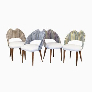 Chaises de Salon Dacron Vintage en Velours et en Bois, 1970s, Set de 4