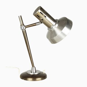 Italian Silver & Brown Anodized Aluminum Table Lamp, 1960s