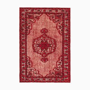 Red Turkish Handmade Wool Overdyed Rug