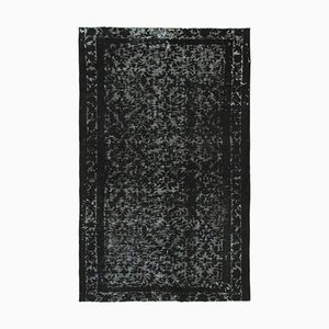Schwarzer Überfärbter Handgeknüpfter Teppich aus Wolle