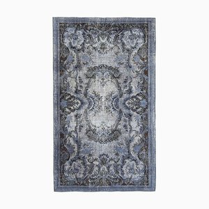 Grey Antique Handwoven Carved Overdyed Rug