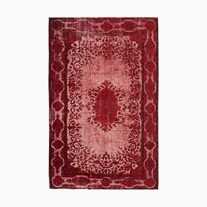 Red Turkish Handmade Wool Overdyed Rug