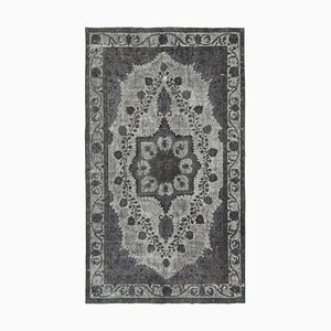 Vintage Grey Hand Knotted Wool Overdyed Rug
