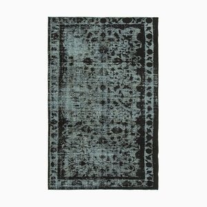 Black Vintage Hand Knotted Wool Over-dyed Carpet