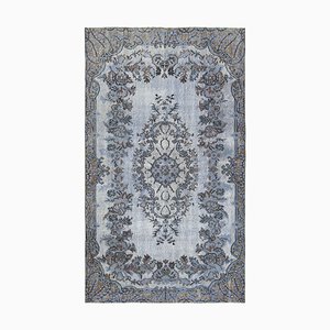 Überfärbter blauer Vintage Teppich aus handknüpfter Wolle