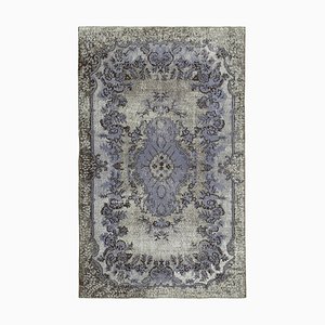 Grey Antique Handwoven Carved Overdyed Rug