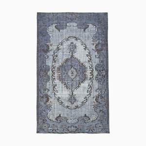 Blauer Überfärbter Handgeknüpfter Teppich aus Wolle