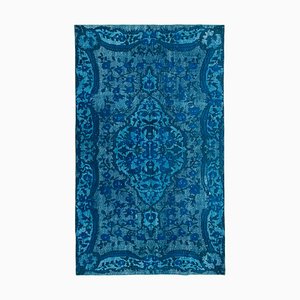 Orientalischer Handgewebter Gewebter Überfärbter Teppich in Türkis