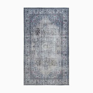 Grey Vintage Hand Knotted Wool Over-dyed Rug