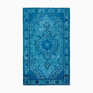 Turquoise Antique Handwoven Carved Overdyed Rug