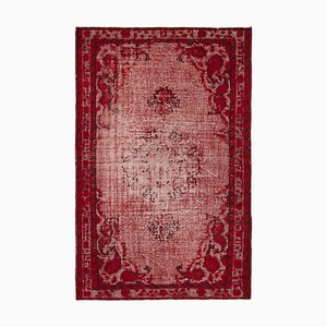 Tapis Reteint Main Vintage en Laine Tissée à la Main Rouge