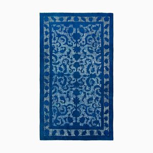 Blauer Überfärbter Handgeknüpfter Teppich aus Wolle
