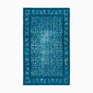Turquoise Antique Handwoven Carved Over dyed Rug