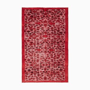 Tapis Anatolien Rouge en Laine Tissée à la Main