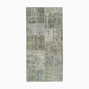 Grey Oriental Antique Hand Knotted Runner Patchwork Carpet