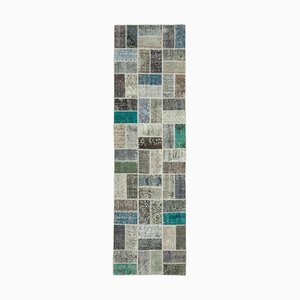 Multicolor Anatolian  Low Pile Hand Knotted Runner Patchwork Rug