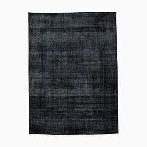 Alfombra Oriental Oriental de lana negra anudada a mano