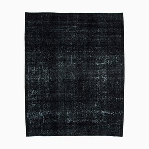Black Oriental Traditional Hand Knotted Large Overdyed Rug