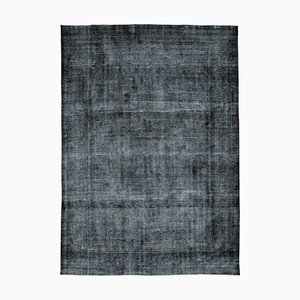Black Oriental Wool Hand Knotted Large Overdyed Rug
