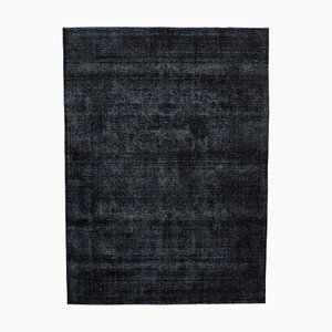 Dekorativer schwarzer Handgeknüpfter Orientalischer Überfärbter Schwarzer Teppich
