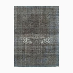 Grauer Orientalischer Handgeknüpfter Überfärbter Teppich in Grau