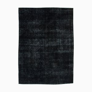 Black Turkish Low Pile Handmade Large Overdyed Carpet