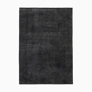 Black Anatolian  Wool Hand Knotted Large Overdyed Rug