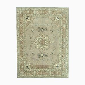 Beigefarbener orientalischer antiker Handgeknüpfter Vintage Teppich