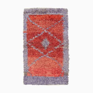 Tappeto Kilim vintage fatto a mano in lana rossa