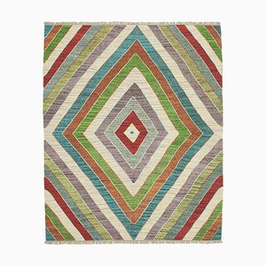 Tapis Kilim Multicolore Fait à la Main en Laine Tissée à la Main