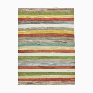 Multicolor Geometric Design Wool Flatwave Kilim Carpet