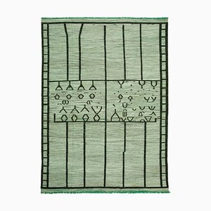 Tapis Kilim Tissé à la Main Vert Vintage Tissé à la Main