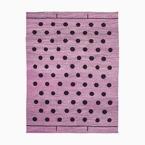 Pink Handmade Anatolian Wool Flatwave Kilim Carpet
