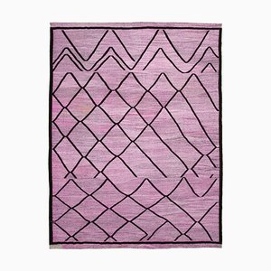 Tapis Kilim Plat Violet en Laine Fait Main Orientale