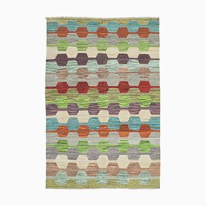 Multicolor Handmade Anatolian Wool Flatwave Kilim Carpet