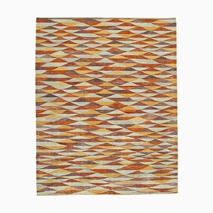 Mehrfarbiger Handgeknüpfter Flatwave Kilim Teppich aus Geometrischer Wolle