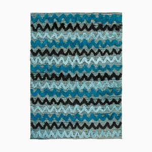 Turquoise Handmade Anatolian Wool Flatwave Kilim Carpet