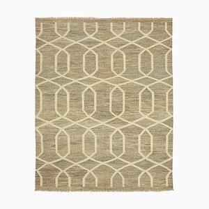 Tapis Kilim Plat en Laine Tissé à la Main Beige Oriental Beige