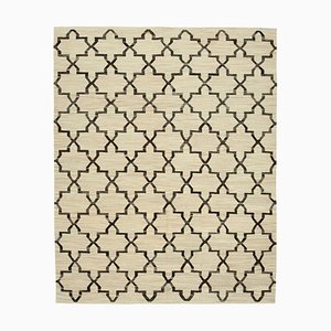 Tapis Kilim Large en Laine Tannée à la Main Beige Beige