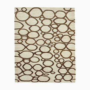 Beige Geometric Design Wool Flatwave Kilim Carpet