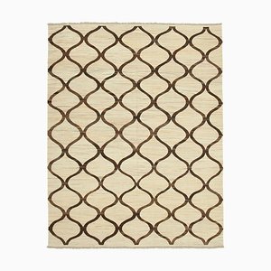 Tappeto Kilim vintage fatto a mano in lana beige