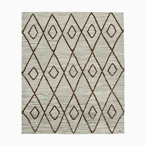 Tapis Kilim Plat Fait Main Anatolien Gris en Laine