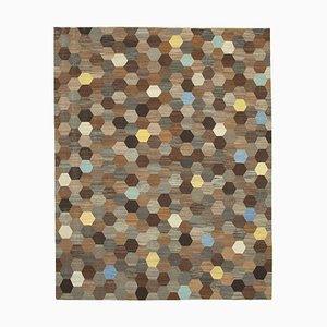 Brown Handmade Anatolian Wool Flatwave Kilim Carpet